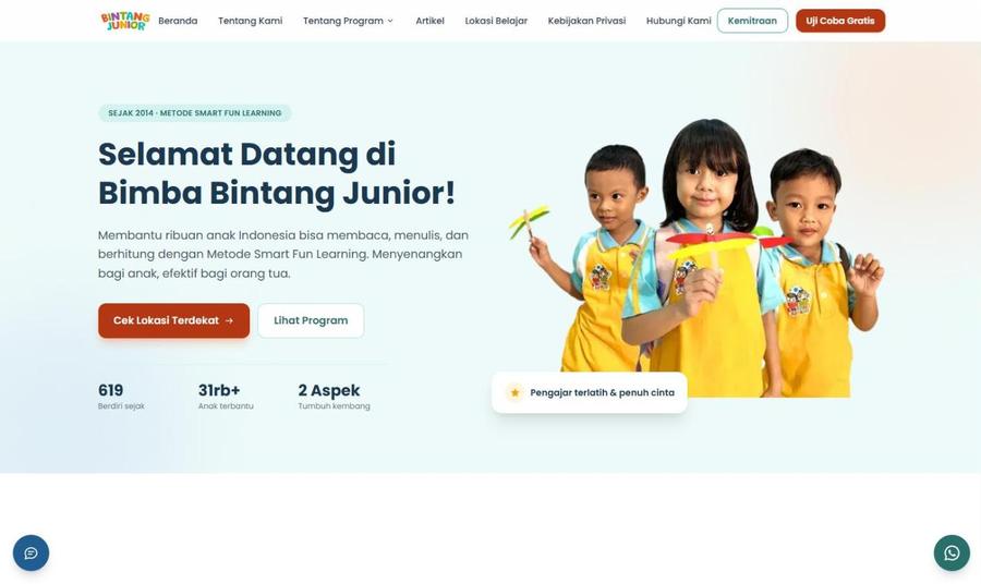 Homepage of Bintang Junior