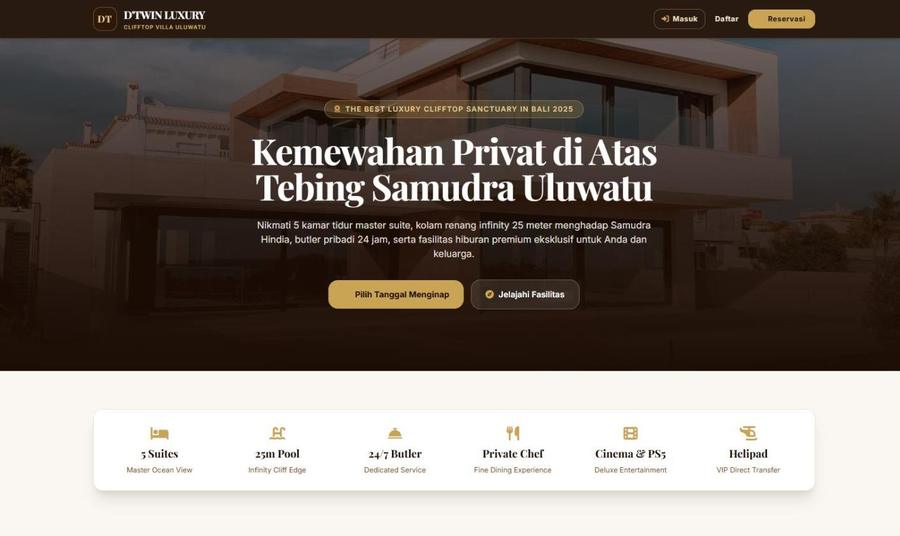 Homepage of D'Twin Luxury Villa