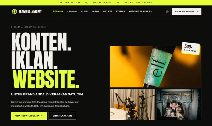 Homepage of Teambull Management